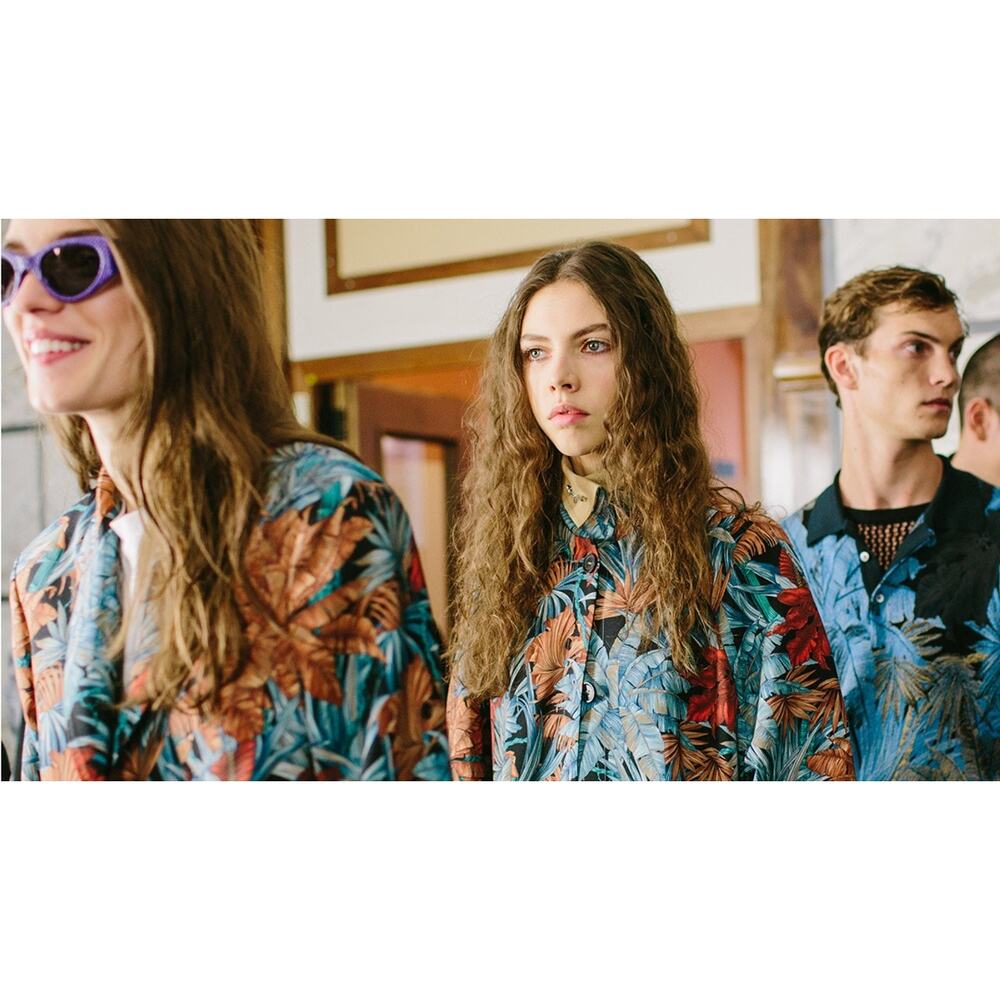 Salvatore Ferragamo Azure Floral Short Sleeve Mohair Blend Blazer Jacket Shirt - Picture 11 of 14